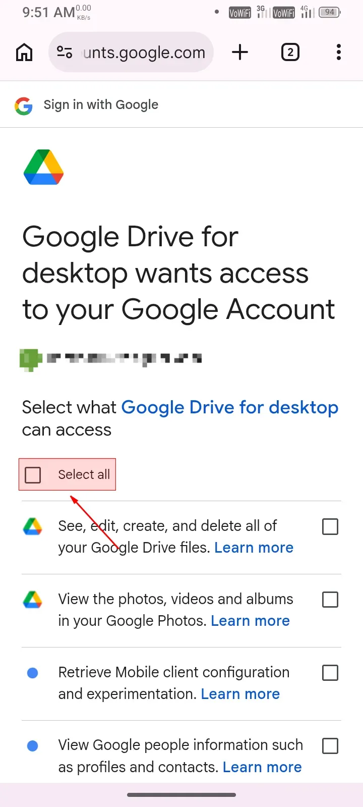 Click select all