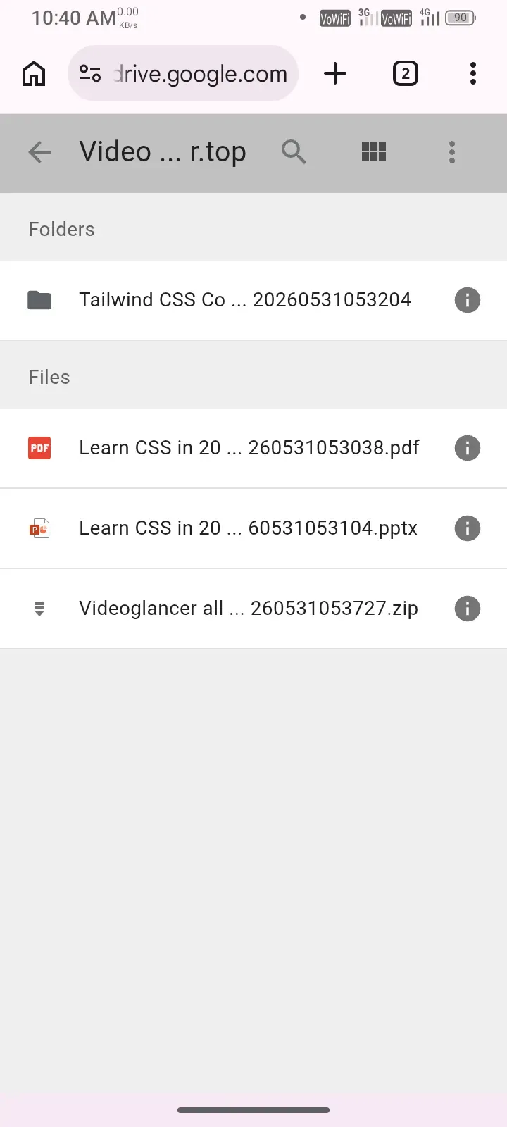 Drive videoglancer folder
