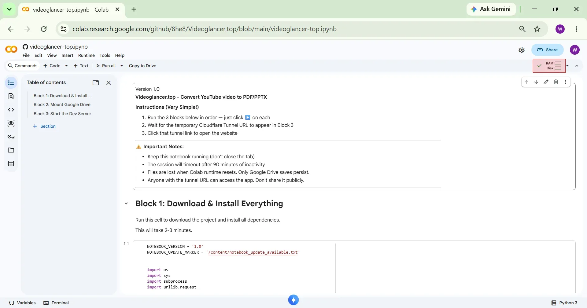 Runtime connected